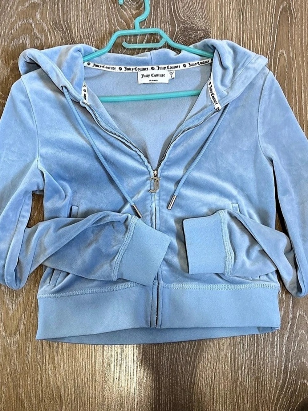 Juicy Couture OG Big Bling Velour Tracksuit Set Blue Small
